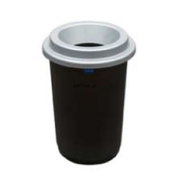 Κάδος Ανακύκλωσης 50lt Πλαστικός με Άνοιγμα στο Καπάκι Μαύρο-Γκρ