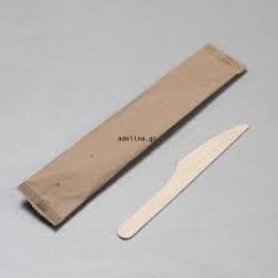 WOODEN KNIFE 16CM 1+1 PACKAGING IN PAPER FILM 1000PIECES 