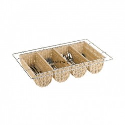 Polyrattan Basket For Cutlery Natural 32.5x53cm