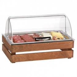 Crate cooled tray GN 1/1 with birch natural base without cover L53 x W32.5 x H16.5cm