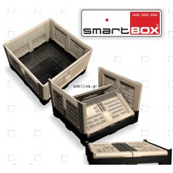 Split Closed Pallet Box 120x80x93,3cm 720lt Ivory On Black Base With 4 Legs Smartbox 